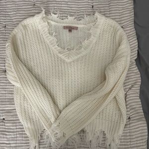 Love Tree Fringe Sweater